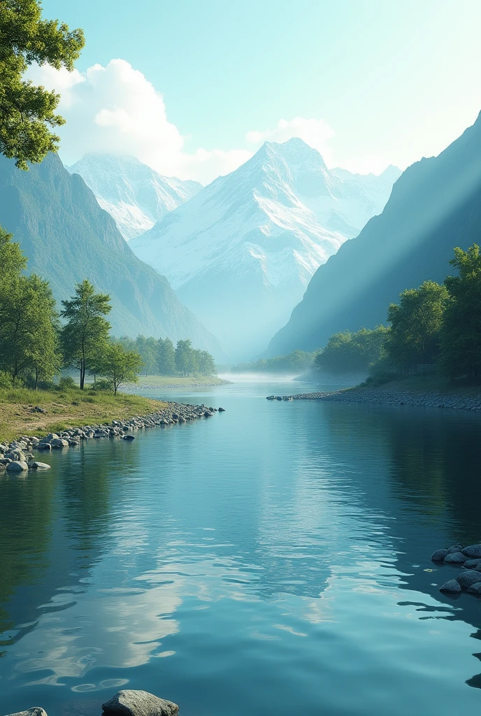 A serene image of the Indus River, showcasing its continuous flow.