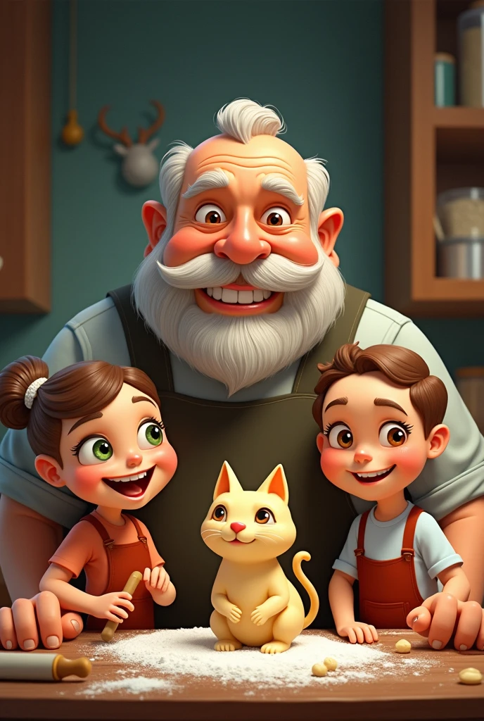 Baursak papa , pie sister and cheburek brother and cat dough