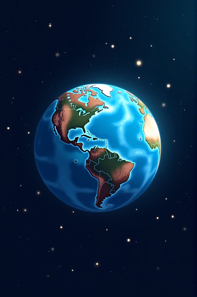 Une image vu de l'espace de la planète terre étant bien bleu dans un style 2D