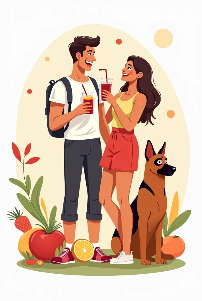 Logo for fruit smoothie business Couple with a German Shepherd 
