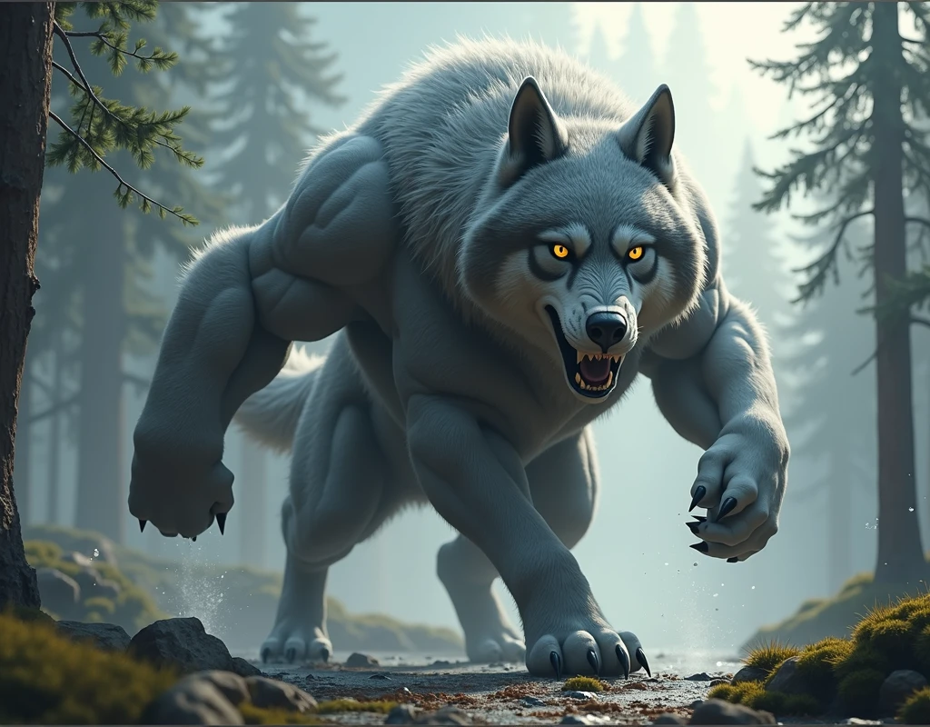 Like all Quileute wolves, he is much bigger than a common wolf. coat: His wolf fur is silvery gray, standing out among the other wolves in the pack. stance: In the form of a wolf, Paul maintains a powerful posture, with bulging muscles and a menacing appearance, which is in keeping with his explosive and aggressive personality.