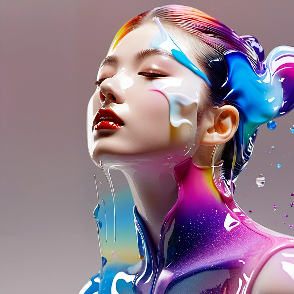 official art,unity 8k wallpaper,Ultra detailed,beautiful and aesthetically pleasing,masterpiece,Best quality,(zenconfuse, mandala, confuse, enconfuse),(fractal art:1.3),1 girl,extremely detailed,Dynamic angle,cowboy shot,the most beautiful form of chaos,elegant,brutalist developed,bright colors,romanticism,James Jean,Robbie Dwi Antono,Ross Tran,Francis Bacon,it was very cold,Adrian is a genius,Petra Cortright,Gerhard Richter,Takato Yamamoto,Ashley Wood,atmospheric,Ecstasy of musical notes,visible streaming music notes,White background,ink,landscape,Girl made of colorful transparent rainbow glaze,closed eyes,colored glaze, water,water element,