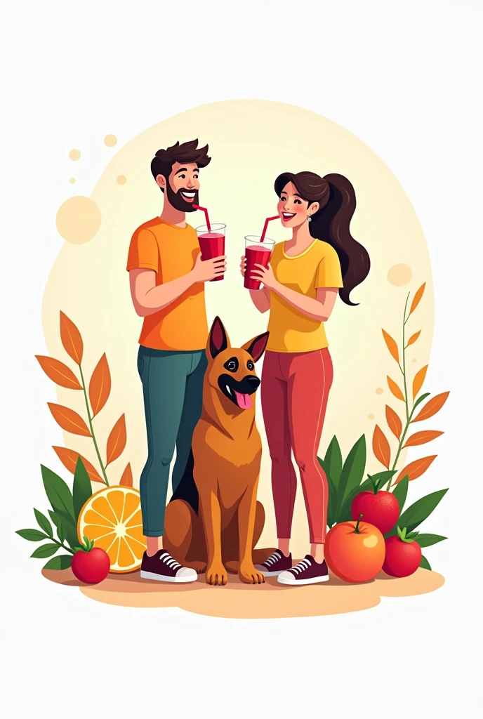 Logo for fruit smoothie business Couple with a German Shepherd