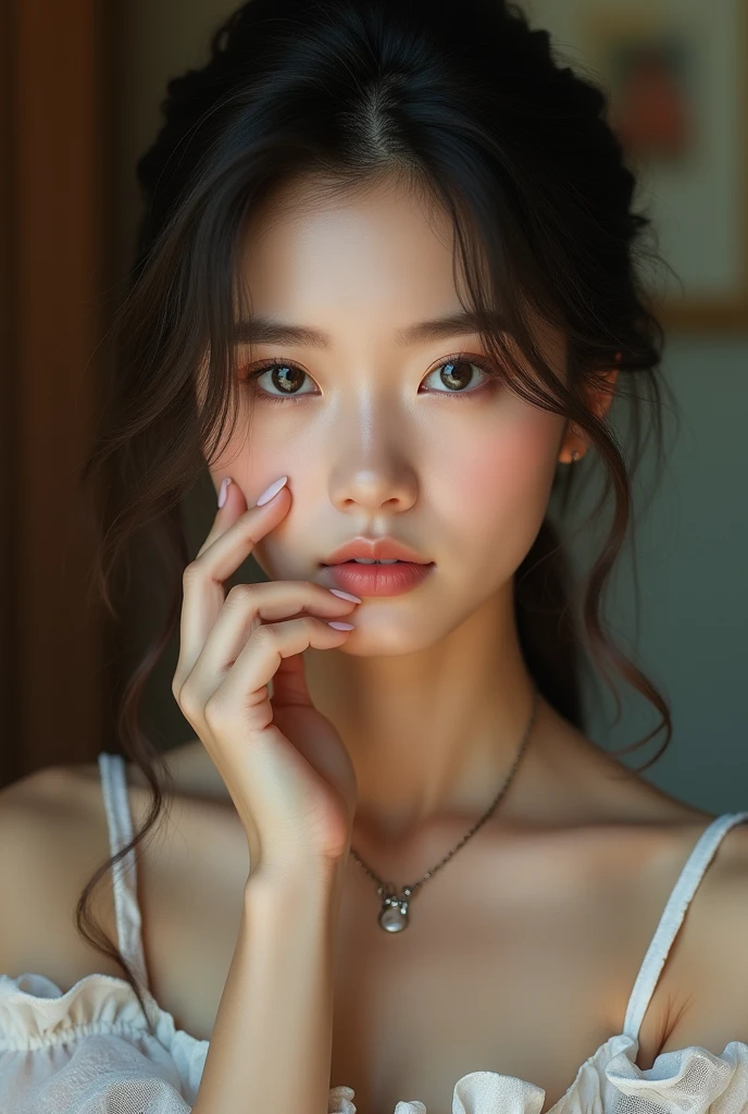 (8k, RAW Photo, Best Quality, Masterpiece:1.2), Ultra Detail, Super Resolution, (Realistic, Realistic Photo:1.37), Portrait, High Detail RAW Color Photo, Professional Photo, Extremely Detailed and Beautiful, Extremely detailed, 8k wallpaper, amazing and detailed, huge file size, official art, highly detailed CG unity 8k wallpaper, highly detailed beautiful girl, highly detailed face, highly detailed eyes, highly detailed skin, highly detailed fingers, highly detailed nose, very detailed detailed mouth , perfect anatomy, highly detailed background, highly detailed clothing, 1girl, (18:1.2), 