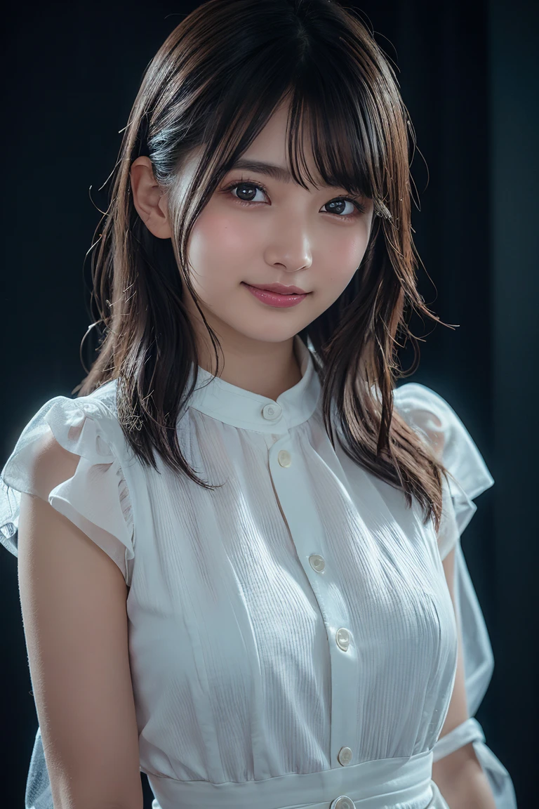 A stunning 8K RAW image captures a mesmerizing close-up of a 2 woman's ethereal features, as if she were a living masterpiece. The camera frames her upper body centered, with subtle curves accentuating her figure. Softly glowing eyes illuminate translucent skin, revealing an intricate metal skeleton beneath. Her confident pose showcases flowing fabric highlighting her beauty. A vibrant background swirls with shapes and hues, drawing the eye to her radiant smile and bright gaze.
