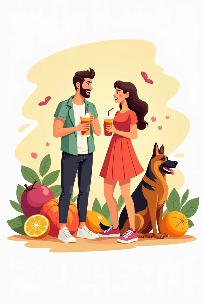 Logo for fruit smoothie business Couple with a German Shepherd 
