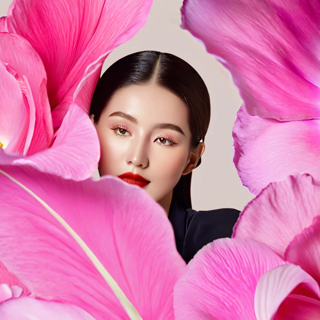 The faces of 5 people are like petals of one flower (There are no obstacles)