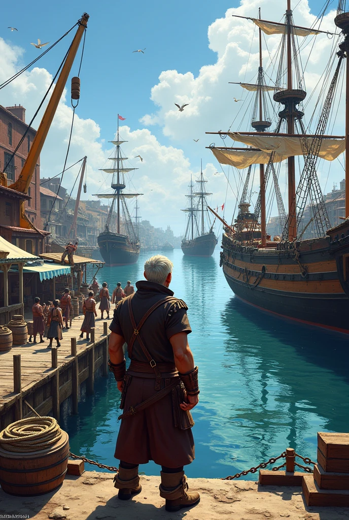 (Ultra detailed), (masterpiece), (best quality), (very detailed CG unit 8k wallpaper), ((Edward Kenway)), (assassins Creed black flag), ((back view)), ((on the roof of houses)) in France of the year 1800, (houses), ((looking at the horizon)), (ships in the distance at the end of the city), dim light, soft light, concept art, dimly lit, assassins creed rogue outfit, cinematic, highly detailed, stylized wallpaper