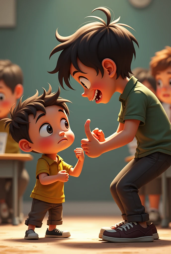 Image of a boy who is being teased by his friend