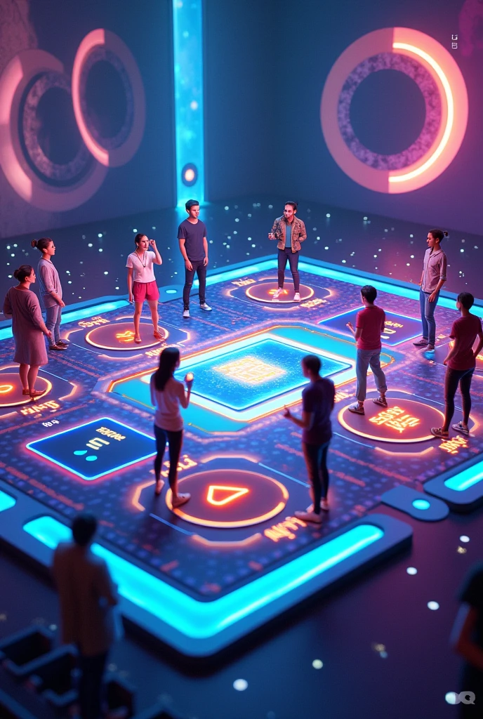 Online board quiz game with 10 players.