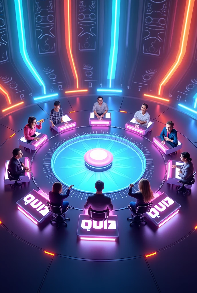 Online board quiz game with 10 players.