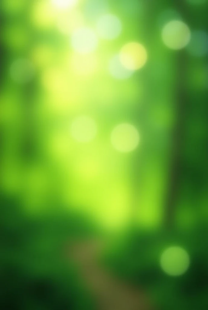 "Create a green bokeh abstract background with soft, glowing sunlight filtering through. The scene should evoke a sense of freshness and tranquility, with blurred circles of light and varying shades of green to suggest a lush, natural environment."