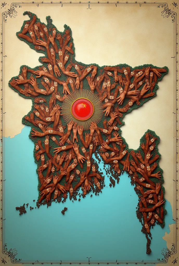 backside bangladesh map front side many hands