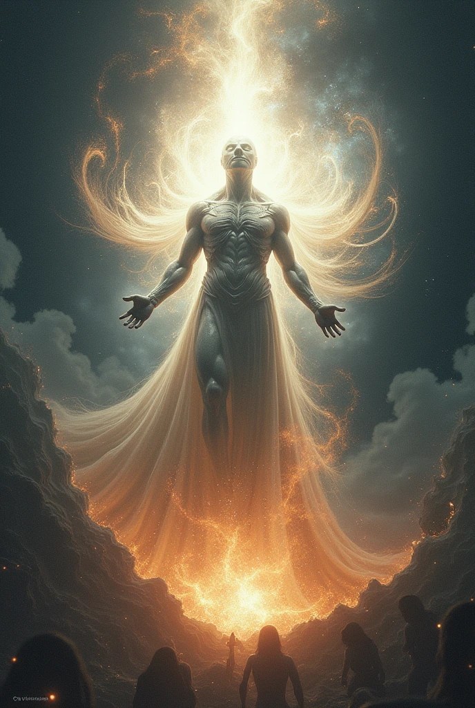 Realistic image God creation, mirror universe curious and enigmatic image undefined alien