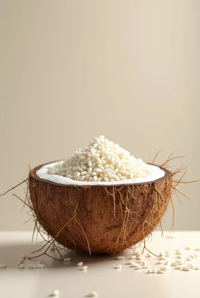 Create an image of rice with a coconut shield