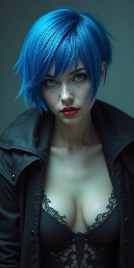 O Poder do Sex Appeal, short blue hair,  evil cold