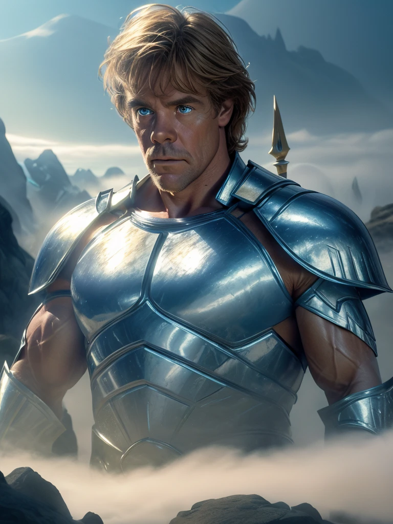 (best quality, realistic, ethereal: 1.2), (muscular man) (with luke skywalker face), long, loose blonde hair, strength and determination, muscular, warrior armor and weapons, in the background, majestic mountains and lush forests, soft sunlight casting a magical glow, ancient ruins and mysterious runes, heroic pose, artistic rendering, shades of blue and silver, subtle fog and mist, studio lighting, full length, in the background, cinematic, ultra detailed, visually rich, concept art, intricate details, extremely detailed, ultra sharp focus, attention to detail, grandeur and awe, stunning visual masterpiece, double exposure, 32k, photorealistic, outline strong, cinematographic scene, top quality