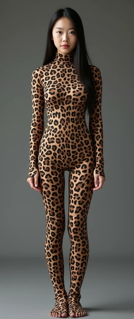 the beautiful and thest Chinese adult girl with beautiful cheeks wears zebra leopard print lycra footed turtleneck unitard catsuit covered with black leopard patterns.She always wear zebra leopard print lycra elastane stretchy dancewear hijab-like zentai hood.She is take part for contortion.She is my beautiful contortionist in the world.