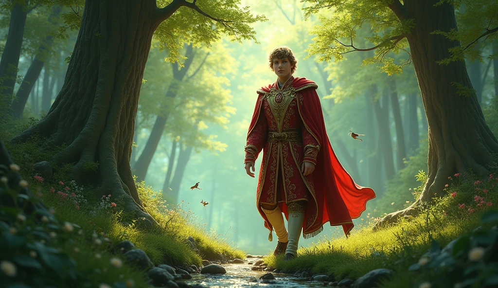 The prince walks in the forest