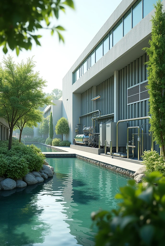 a background for design and installation water treatment, MEP system in industrial with clean environment, green and outside. Look more like reality and no anyone in background