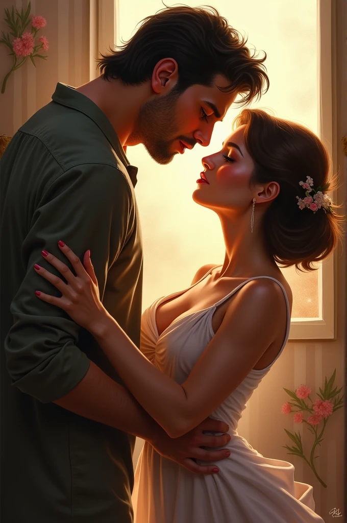 Woman and man catching