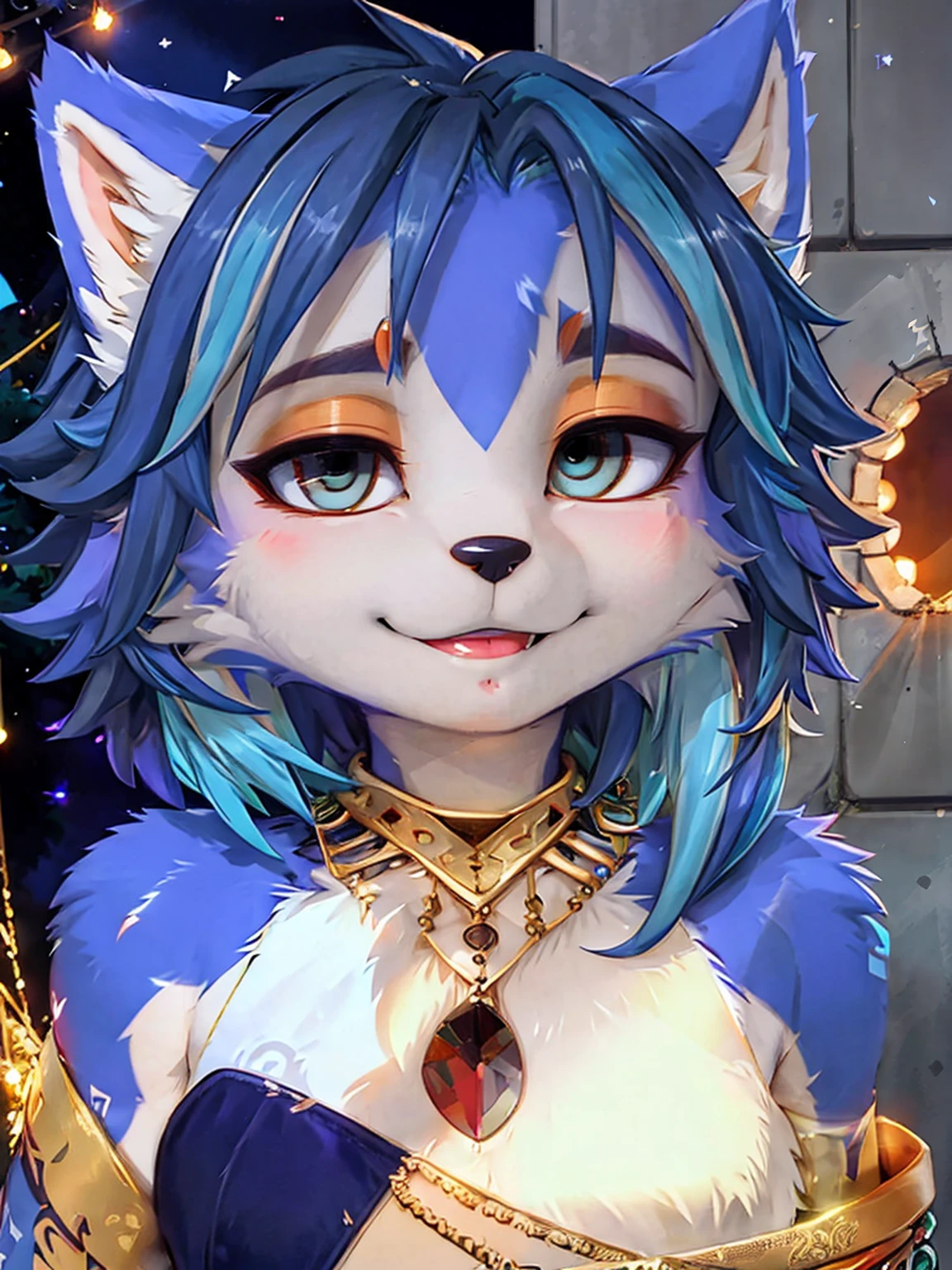 A beautiful and detailed (sweet picture) wa ((krystal)), Star Fox krystal, sslim, lovable, green eyes, medium breasts, (((Long blue hair 1.3))), Decollete, anthro, furry, Uploaded E621, detailed fluffy fur, (wa Fluff-Kevlar, Bayard Wu, Pino Daeni), detailed face, (fluffy), 1 girl, alone, sweet girl, (((hole body))), 