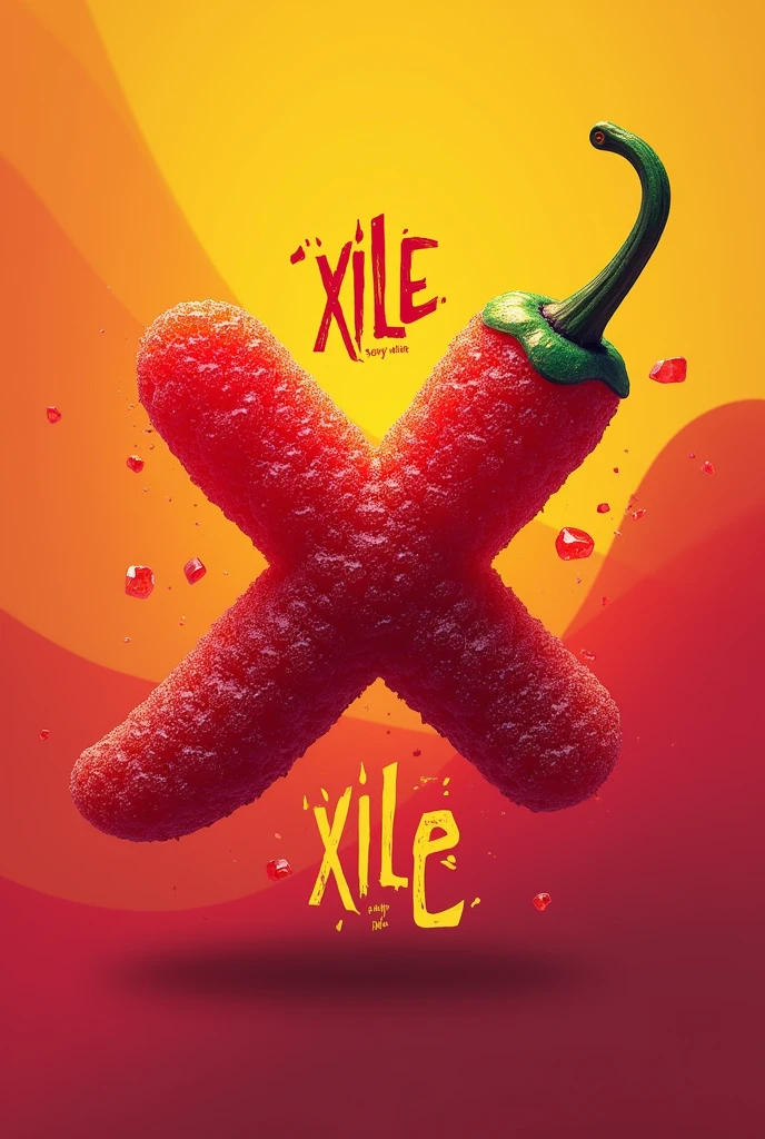 Logo for a brand of spicy gummies with chamoy called Xile xile