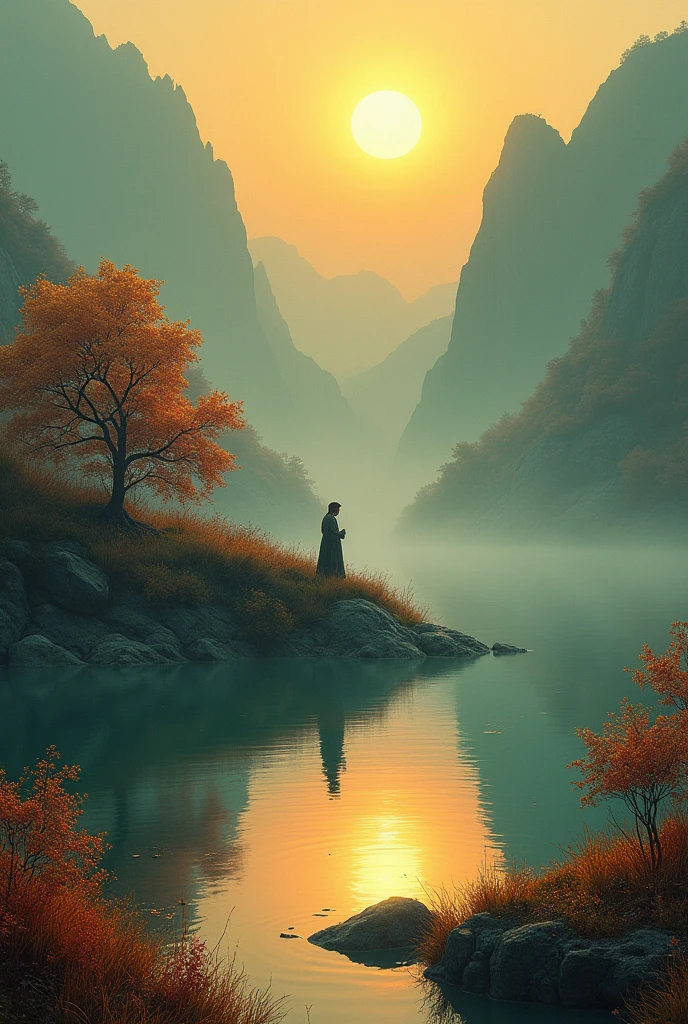 biyuntian,yellow leaf land。Waves of autumn colors,Cold smoke green on the waves。The mountains reflect the setting sun and the sky catches the water,The grass is ruthless,More outside the setting sun。
Dark Country Soul,Travel Thoughts,Unless every night,Good dreams leave people to sleep。Resting alone in Mingyue Tower,Wine makes me sad,Turn into tears of lovesickness。