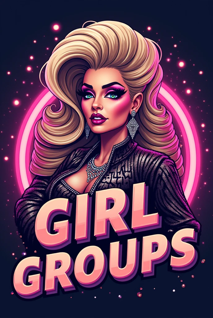 Eu quero um logo de Drag Queen Race escrito "Girl Groups"