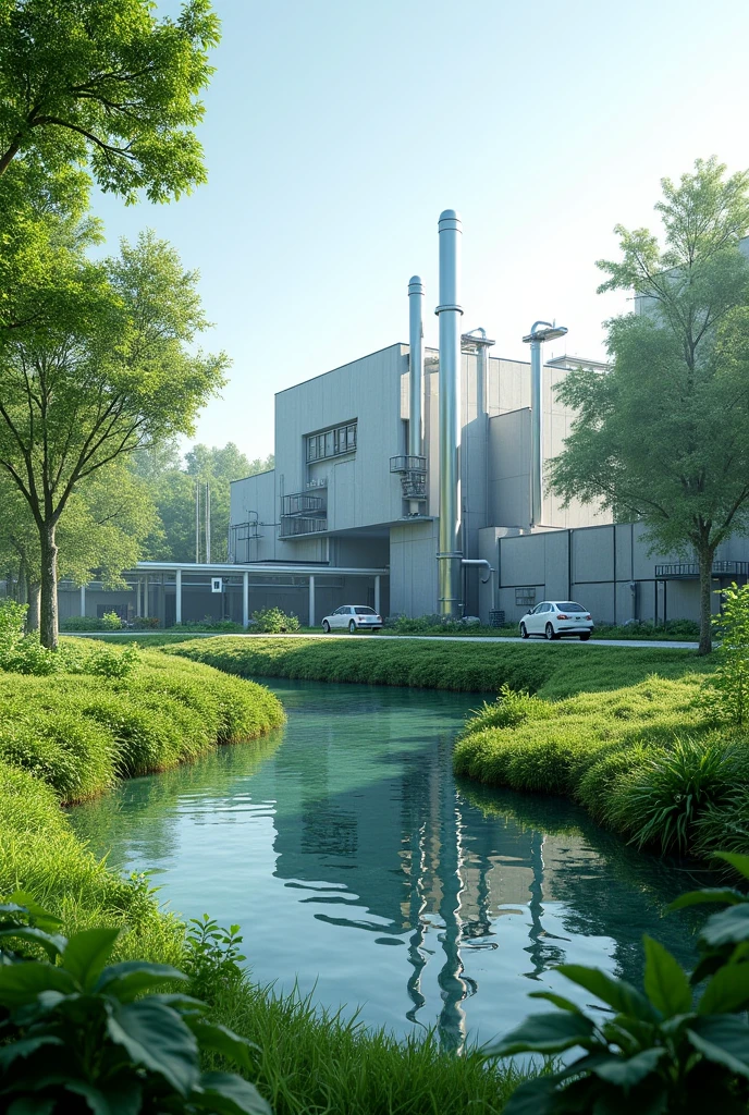 a background for design and installation water treatment system, MEP system in industrial with clean environment, green and outside. Look more like reality and no anyone in background