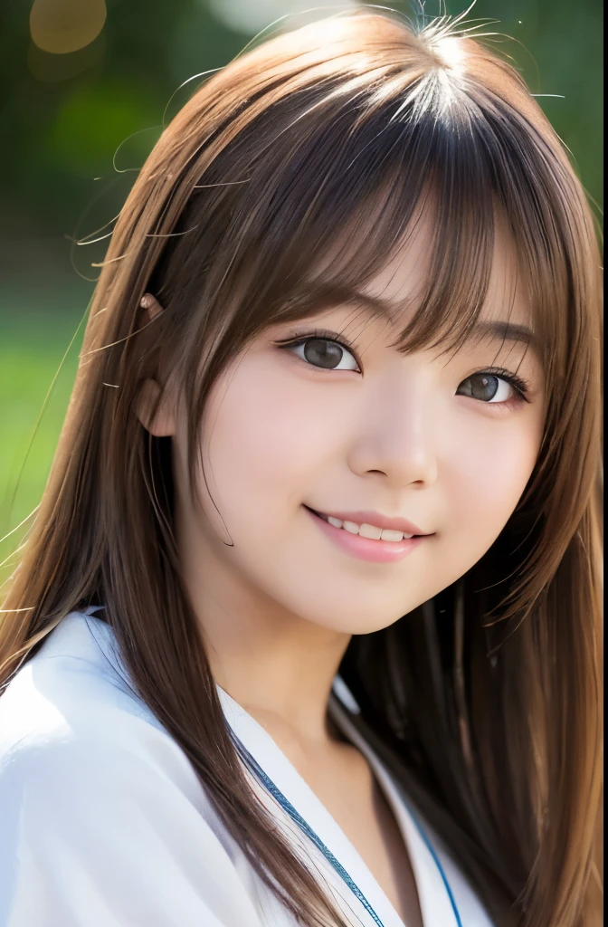 best quality, face focus, soft light, ultra high res, (photorealistic:1.4), RAW photo,(Shinozaki Ai), (fair skin), (kawaii),
1 Japanese girl, solo, cute, smile, (pupil, lights in the eyes),  detailed beautiful face, Medium-sized breasts,(high resolution detail of human skin texture),(long hair),(portrait), upper body, white traditional kimono