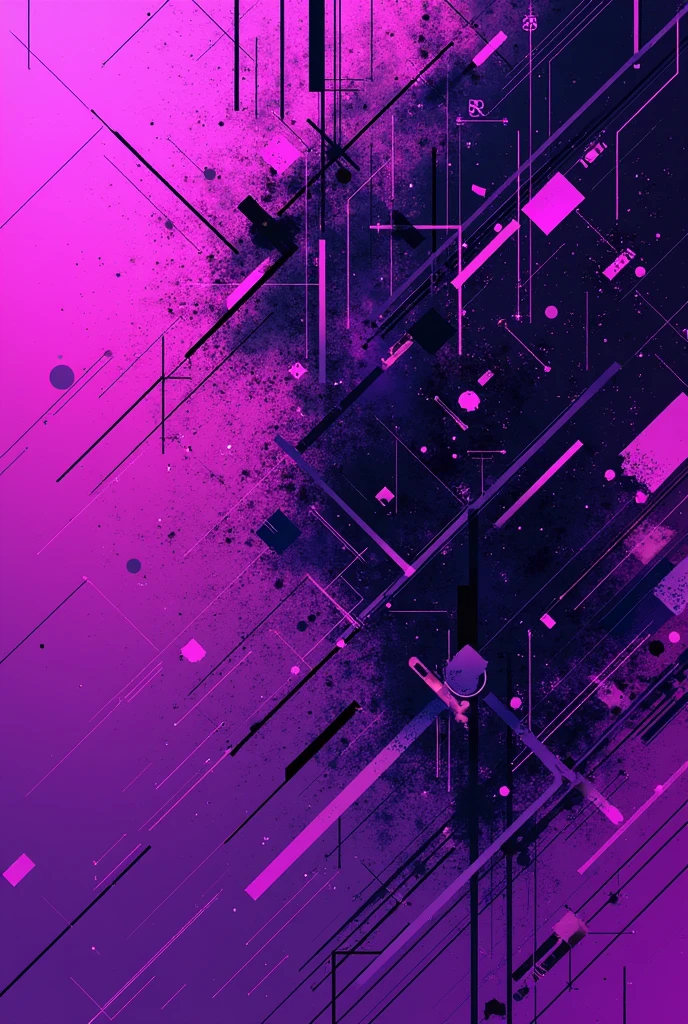 The image features a vivid purple background with a unique and intricate design. The design consists of a combination of glitch and noise elements, creating an abstract and visually striking pattern. The pattern is composed of various shapes and lines that intertwine and intersect, giving the impression of a complex and dynamic texture. The overall style of the image is bold, modern, and artistic, making it an eye-catching and memorable wallpaper choice.