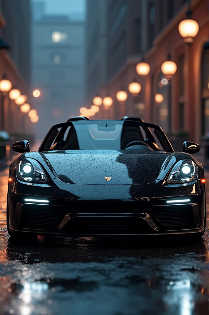 Dark black porche Spyder 718