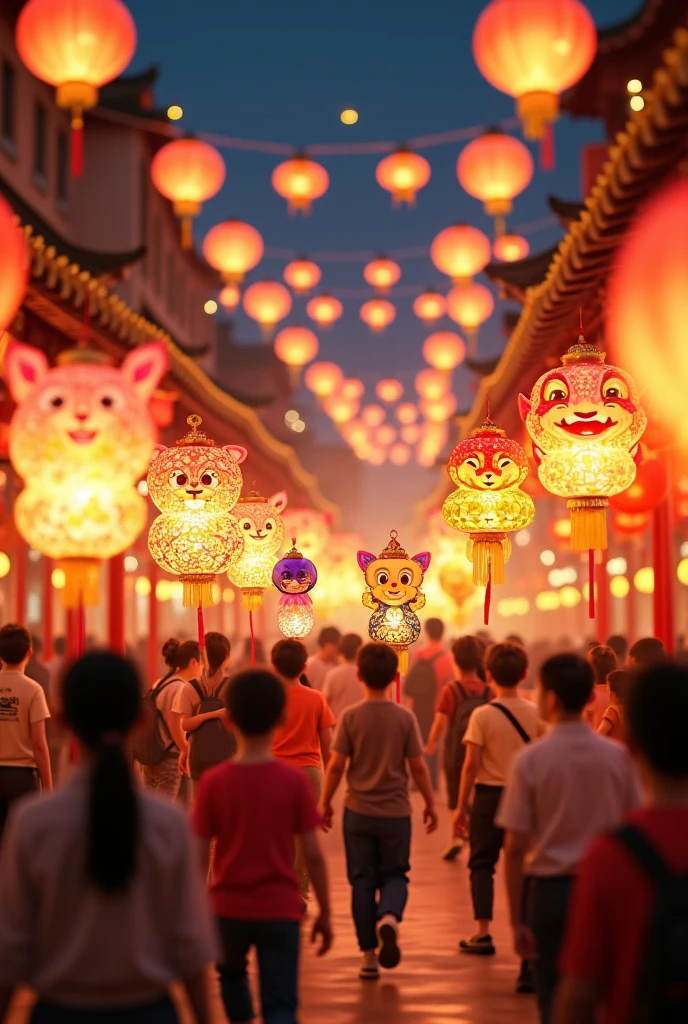 Carry lanterns on Mid-Autumn Festival