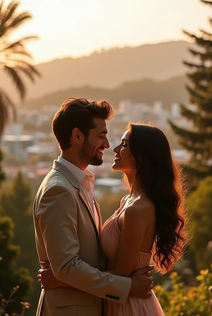 beautiful couple brown hair in love in the city campos do jordão Brazil 18k realistic outdoors romantic photo shoot