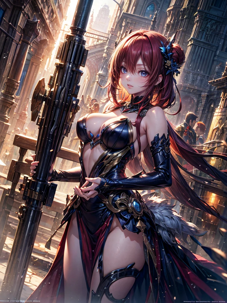 High resolution, Winner of numerous awards, Ultra high definition, Textured skin, retina,
masterpiece,(bestquality),highlydetailed,ultra-detailed,1girl, ()(roboT)(fantasylandscape:1.2,natural lighting:1.5,confidentexpression),(panorama:1.2),mecha, smile,angle、chrome,raw(RED Hair、Beautiful courtesan girl:1.5)(Courtesan's kimono👘:1.5)(Colorful flowers:2.0)(美しい花束💐を手に持つ、Point it at me:1.6)(Machine angel)angel's wing、花束💐を持つ(holding a bouquet of flowers in both hands💐:1.5)(Birthday Celebration、Celebration Festival、Flower storm:1.4)(White dress:1.5)(Petals fluttering:1.7)(holding a bouquet💐:1.8)(Beautiful floral ornaments:2.0)(Long rifle equipment)