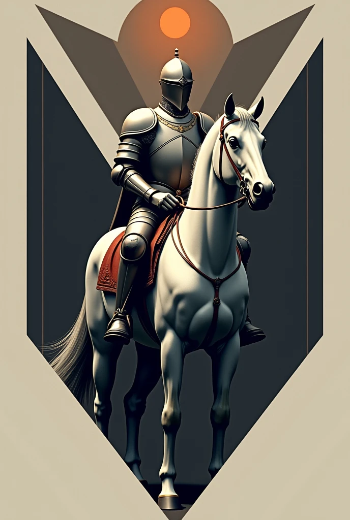 A knight on a horse In a geometric shape