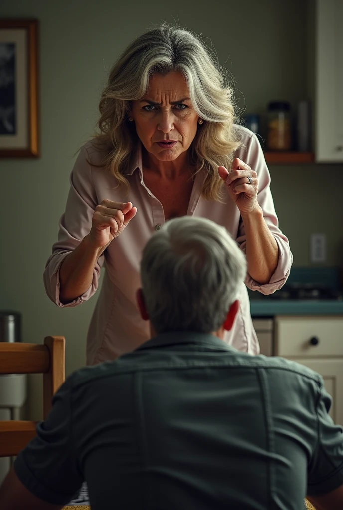 Angry woman giving orders to her husband, 