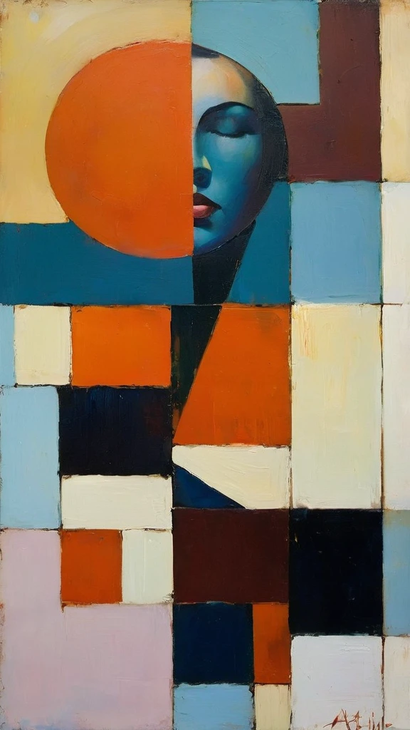 Create an evocative oil painting inspired by Malcolm Liepke, Capture the man's introspective expression and refined mood using thick, expressive brushstrokes. Infuse the painting with a warm, muted color palette, incorporating earthy tones and deep blues. Highlight the dramatic interplay of light and shadow, casting a soft, golden glow from the window. Emphasize the tactile quality of the oil paint and maintain a simple, textured background that complements the subject's contemplative presence. Blurry effect