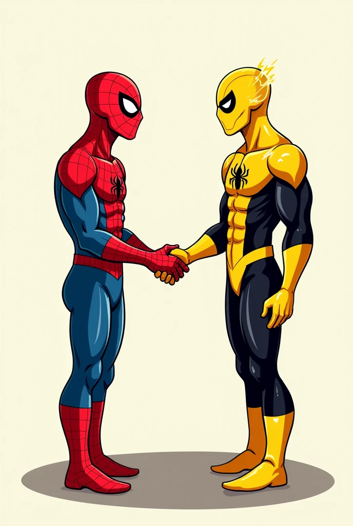 Easy to draw Spider-Man shaking Electro&#39;s hand

