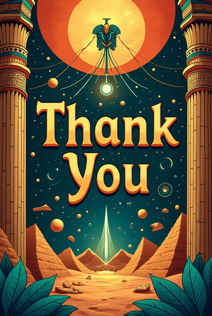 A poster with heading THANK YOU, with Egyptian theme