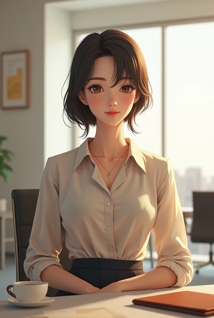 A female office worker who looks like Minami Tanaka