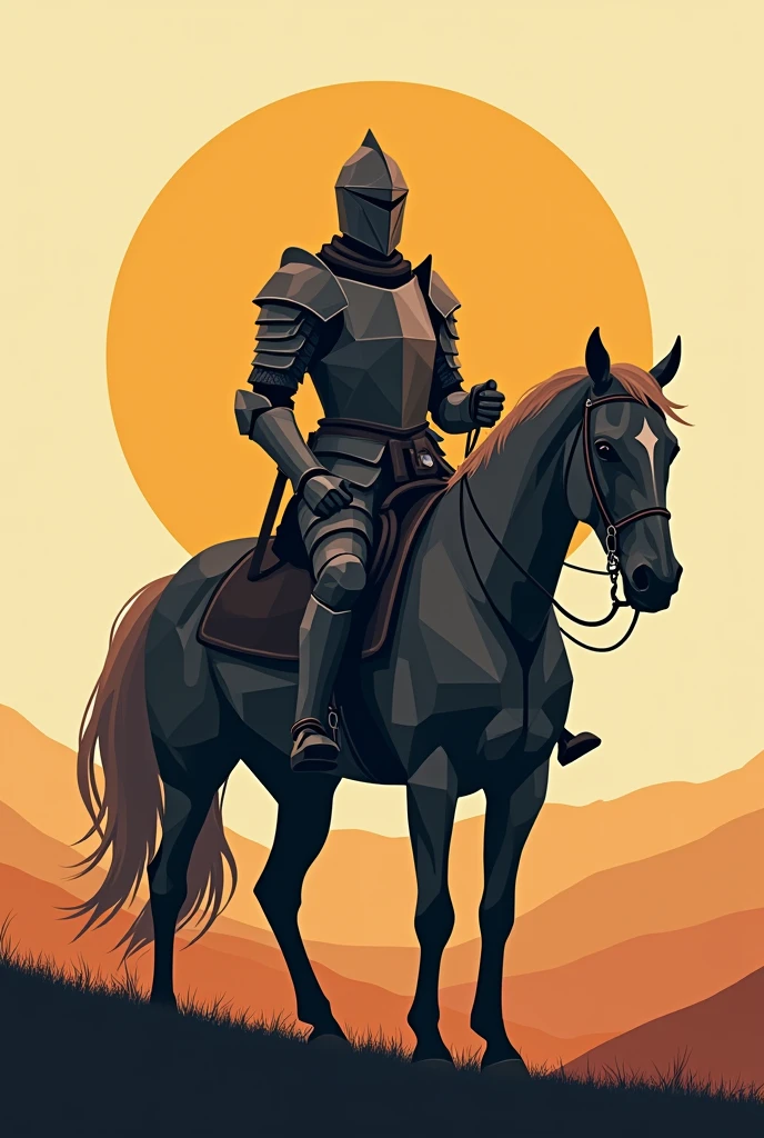 A knight on top of a horse using squares rectangles triangles