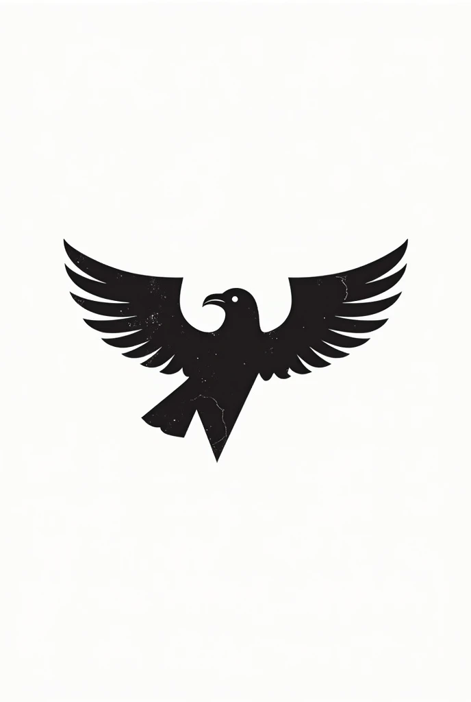 logotype, Crow Drawing , open wings, ancient egypt style, white background, moderno, letter V, masonry , sem muitos detalhes