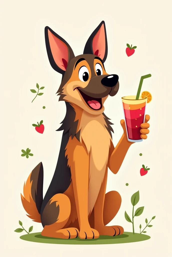 Logo for my fruit smoothie business married to a German Shepherd dog
