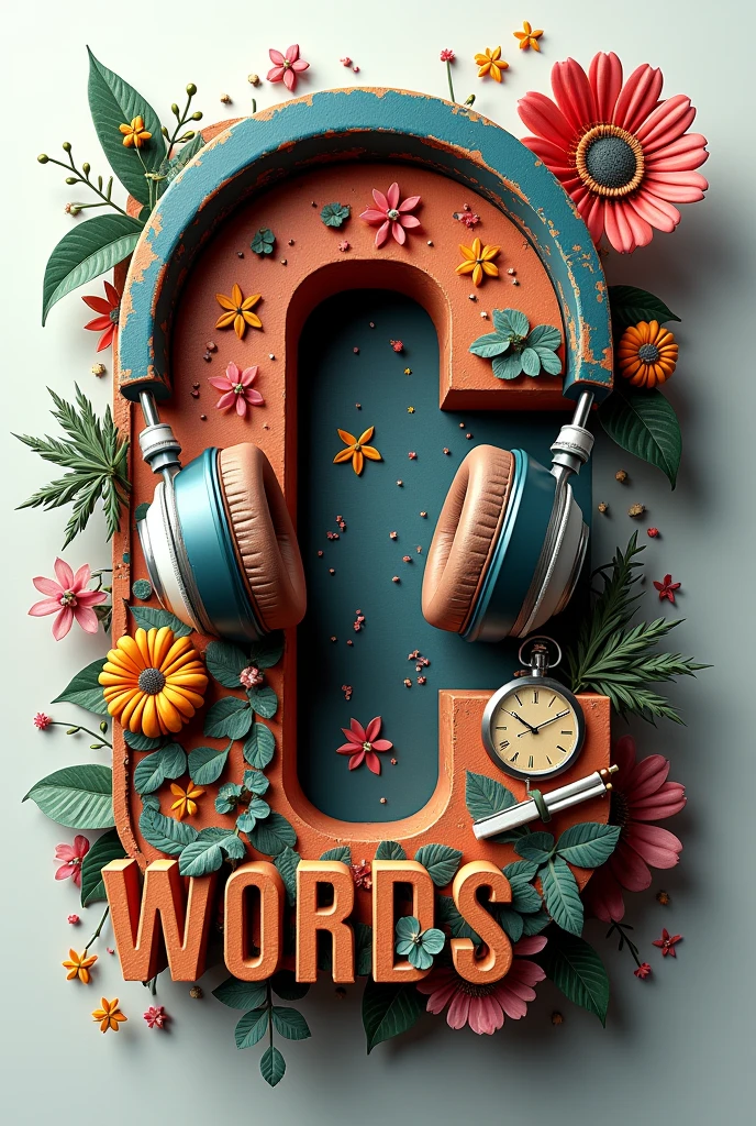 Make a words 3d collabsh but the c make a peace of headphone for words