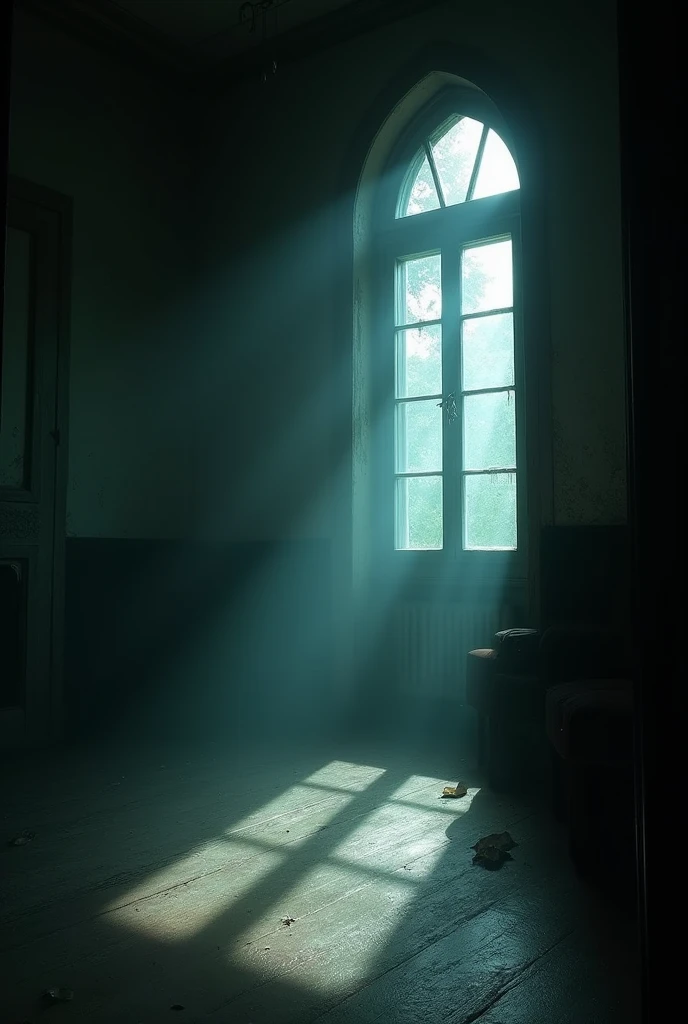 shadows growing longer and darker in a haunted room