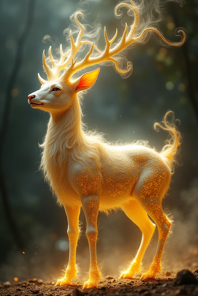 Curious animal similar to gold Ofir another universe, be like a servant of cosmic smoke that does not have a human form but rather that of a servant or deer
