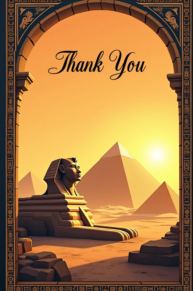 A landscape poster with heading THANK YOU, with Egyptian theme