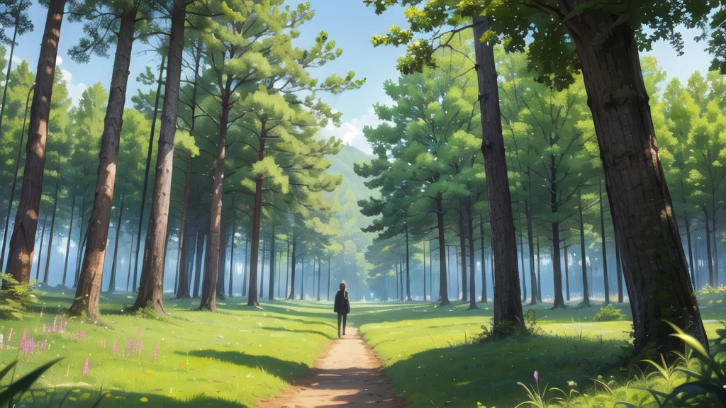 In the middle of the forest. Daytime in ...